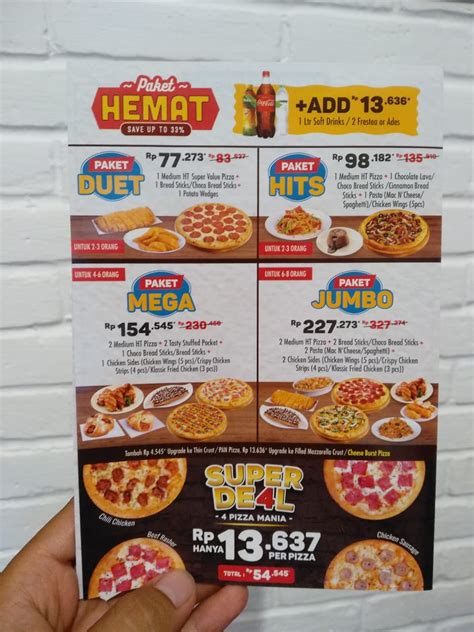menu harga domino pizza